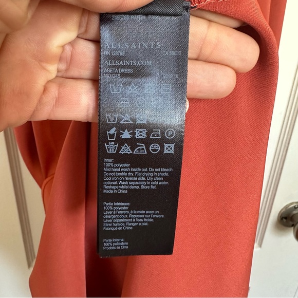 All Saints Ageta Slip Satin Dress in Rust color, S - Picture 11 of 17